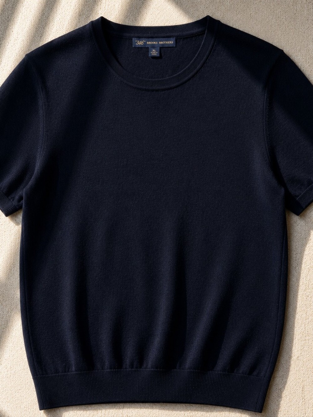 Brooks Brothers 346 Navy blue Merino Wool Short Sleeve Sweater XL